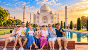 Astera Tours travellers visiting the Taj Mahal in Agra